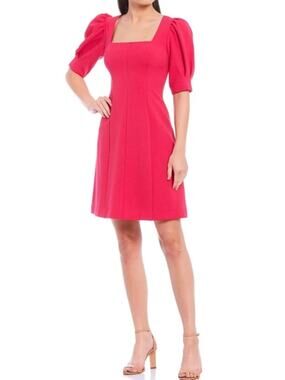 Eliza J Hot Pink Puff Sleeve Mini Dress Size 2 Formal Professional
